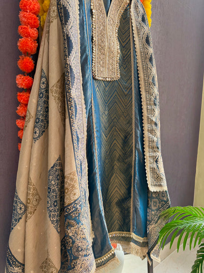 Luxurious Tissue silk Aari work suit