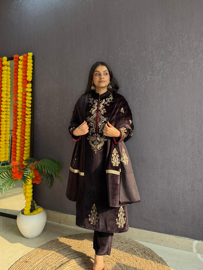 Velvet Handwork Shawl set