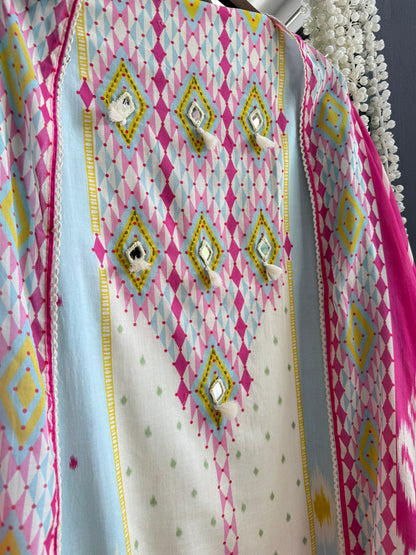 Mulmul cotton ikkat suit