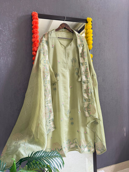 Luxurious Mul chanderi pichwai suit