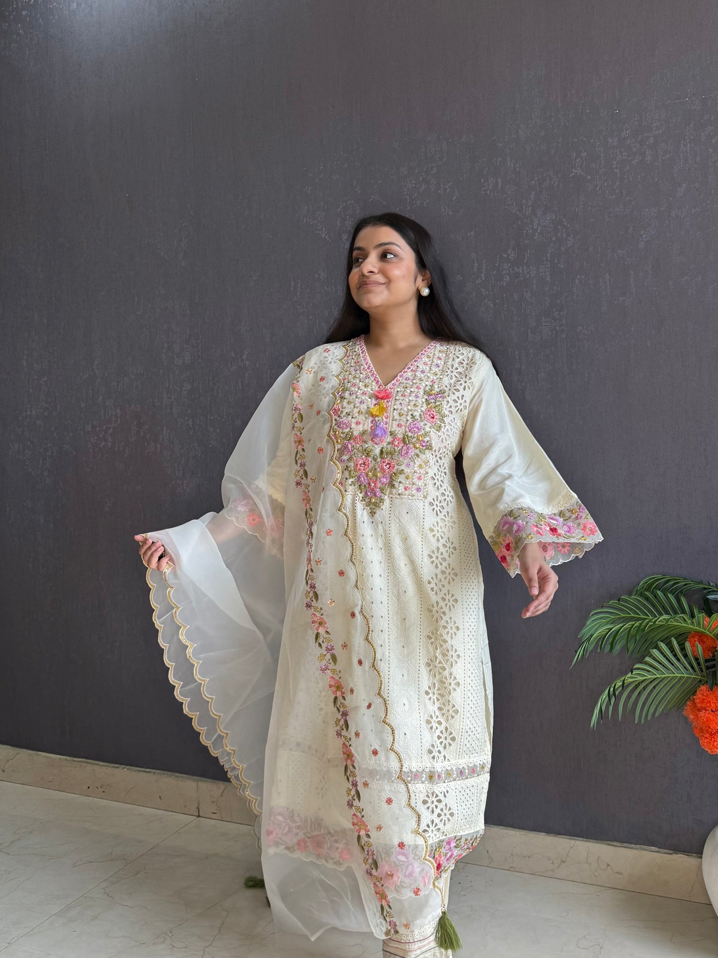 Pakistani schiffili designer suit