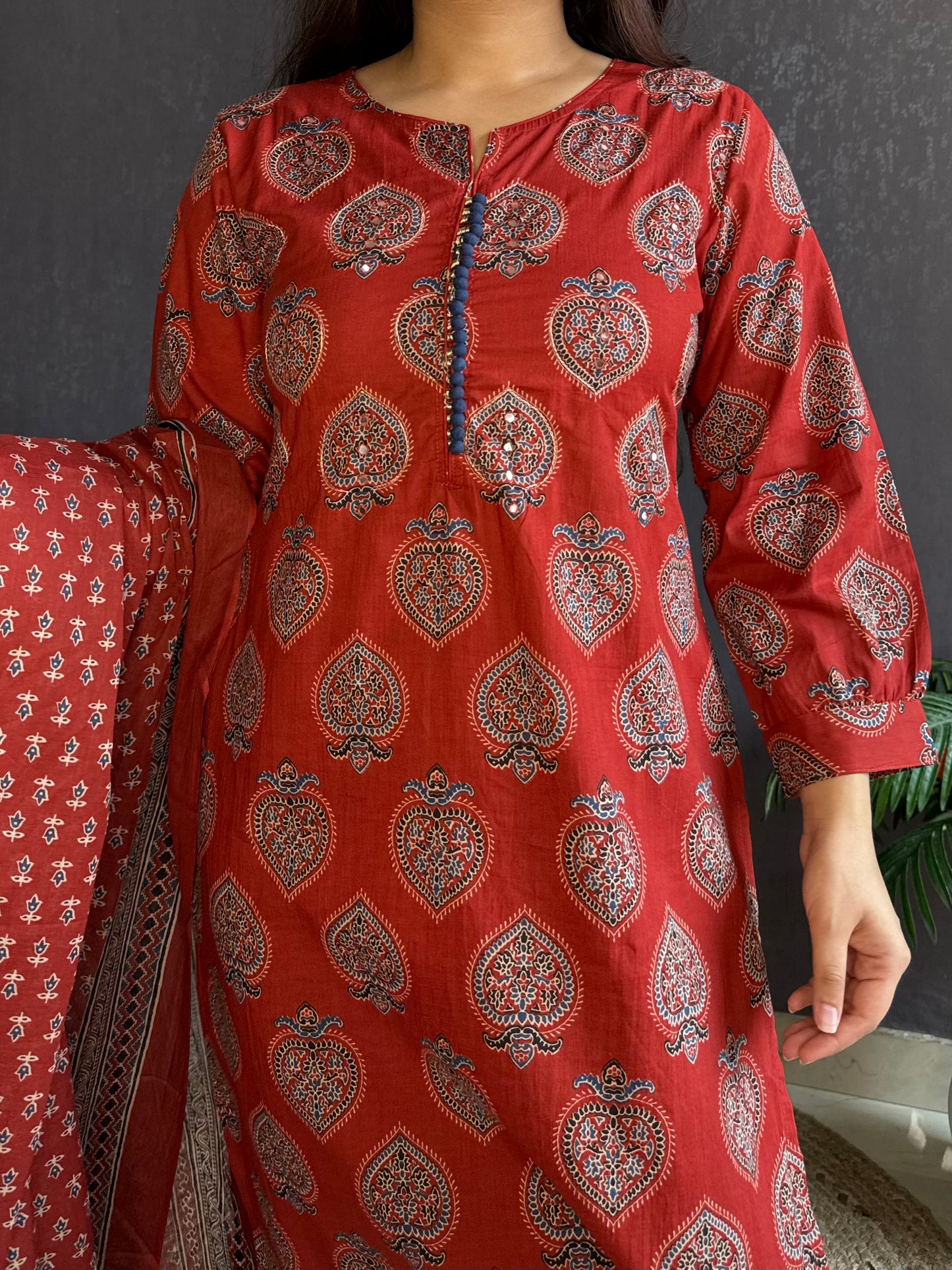 Pure cotton anaar ajrakh print suit set