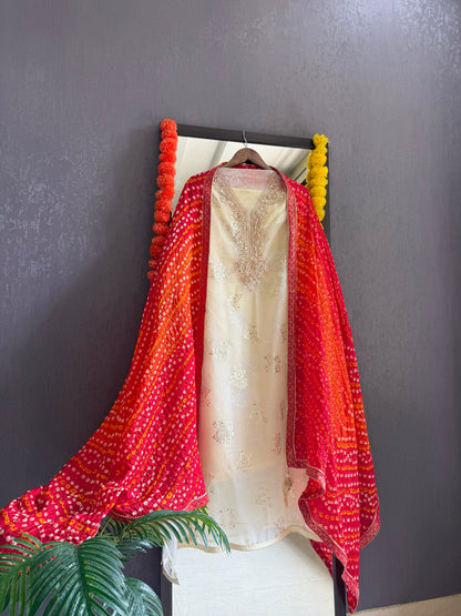 Zardozi bandhani suit