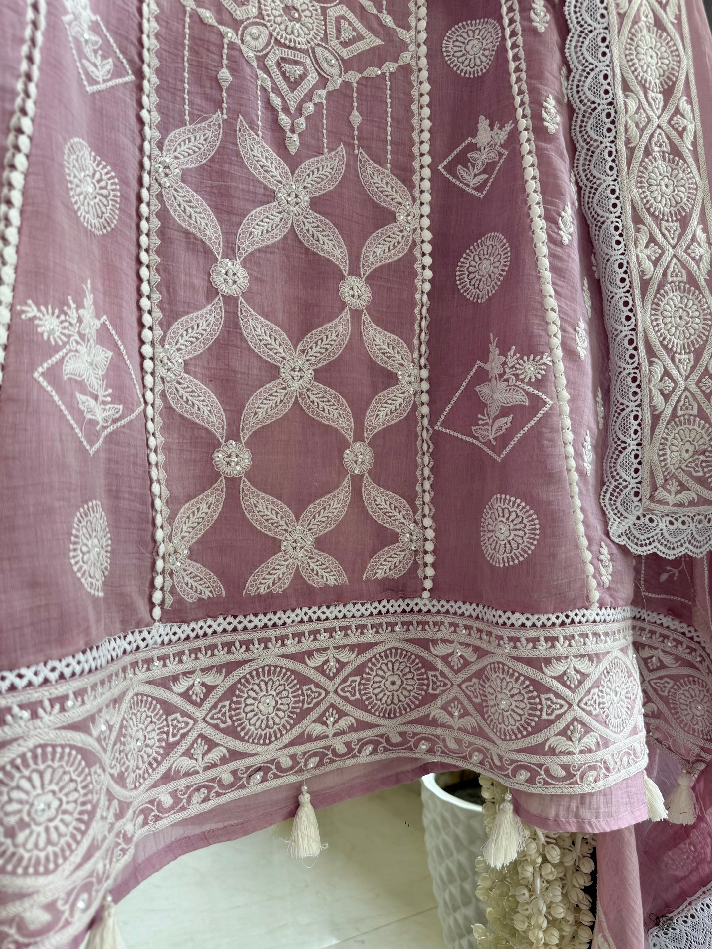 Luxurious Mul chanderi lucknowi handwork suit