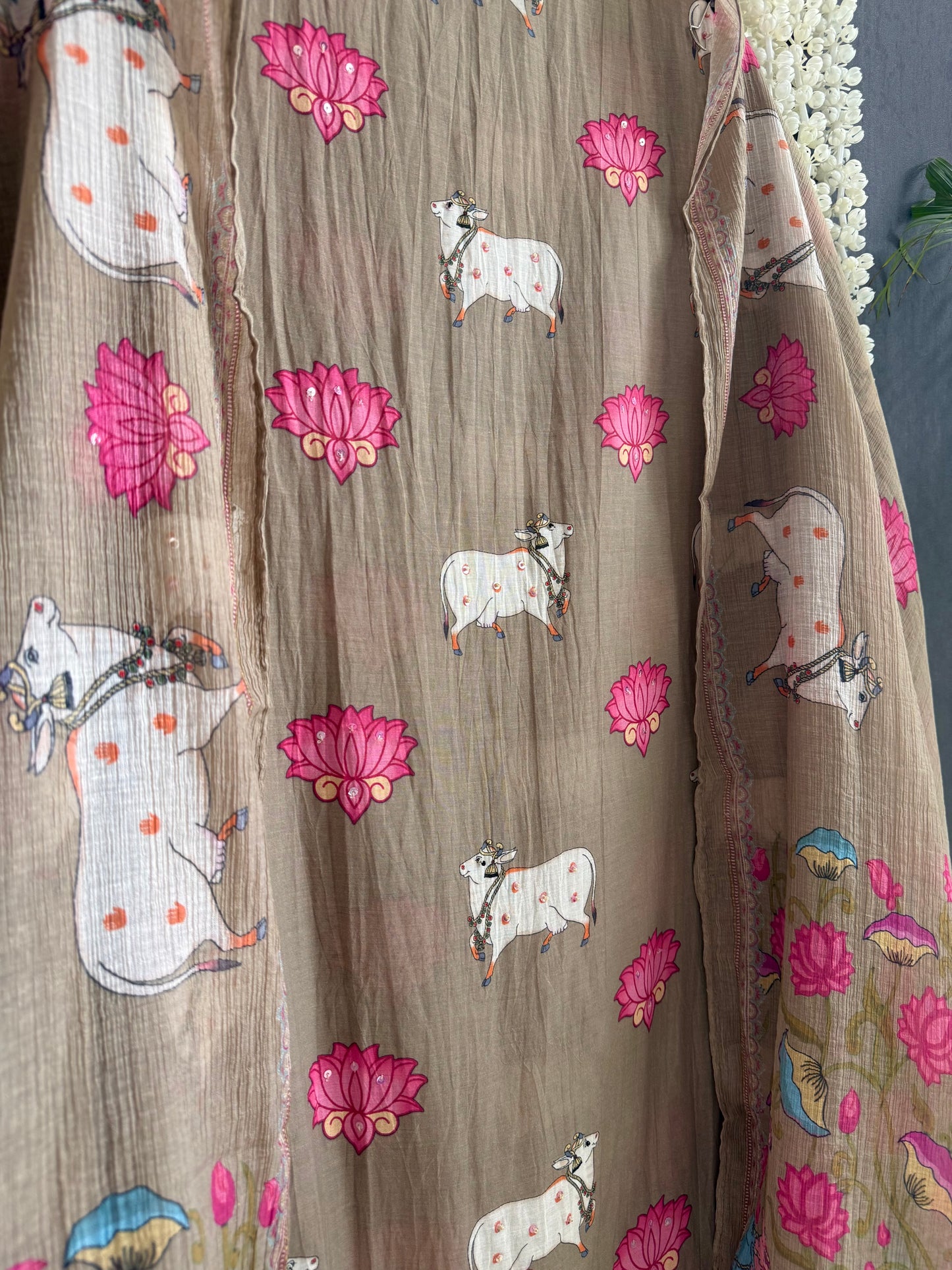Mulmul cotton pichwai suit