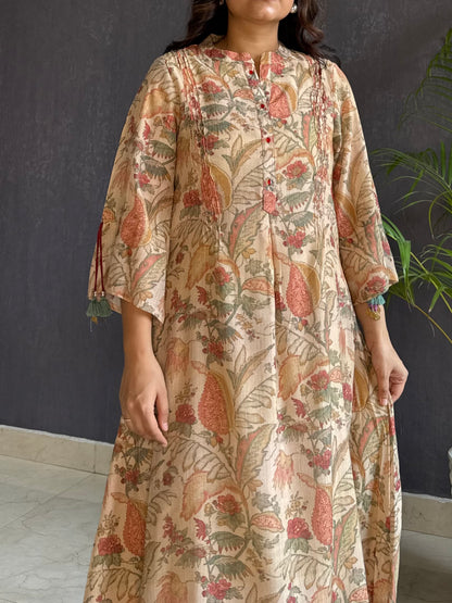 Linen handwork kurta set