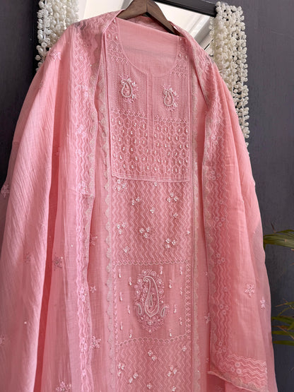 Luxurious Mul chanderi lucknowi paisley suit