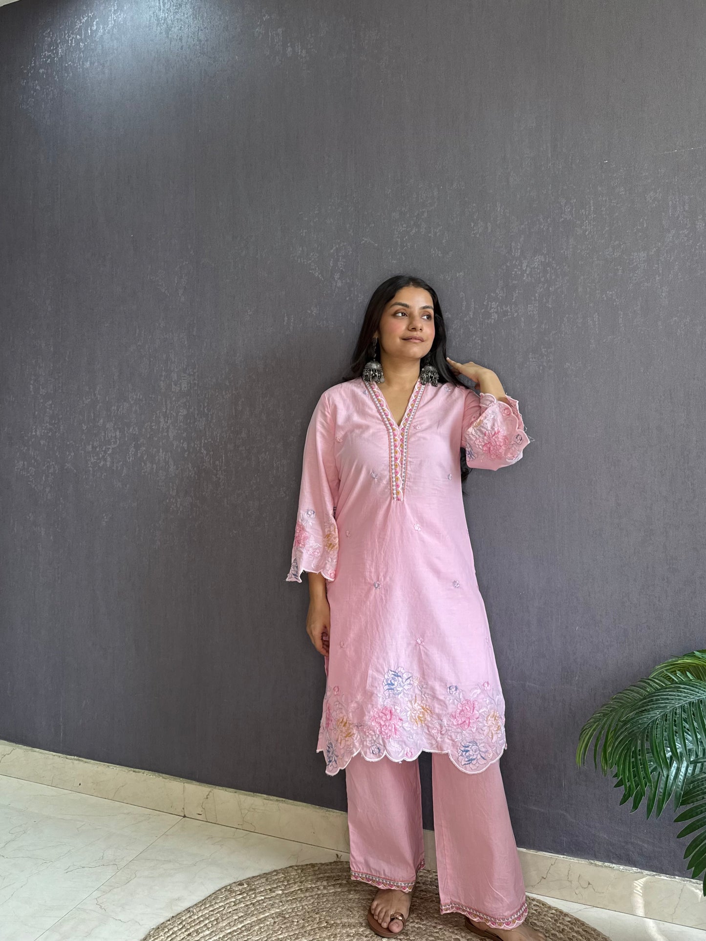 Premium cotton cutwork Coord set