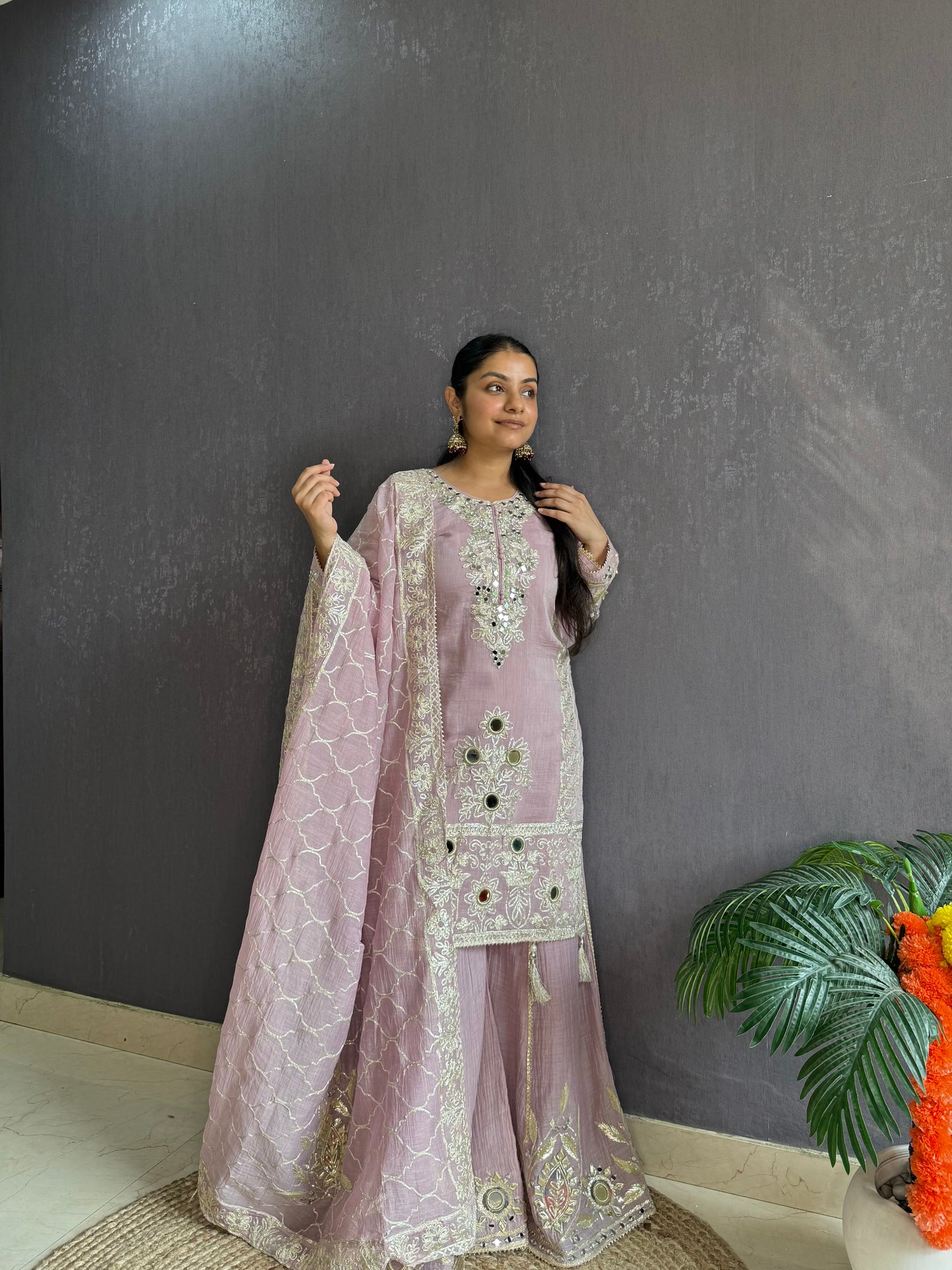 Luxurious mul cotton gotapatti sharara set