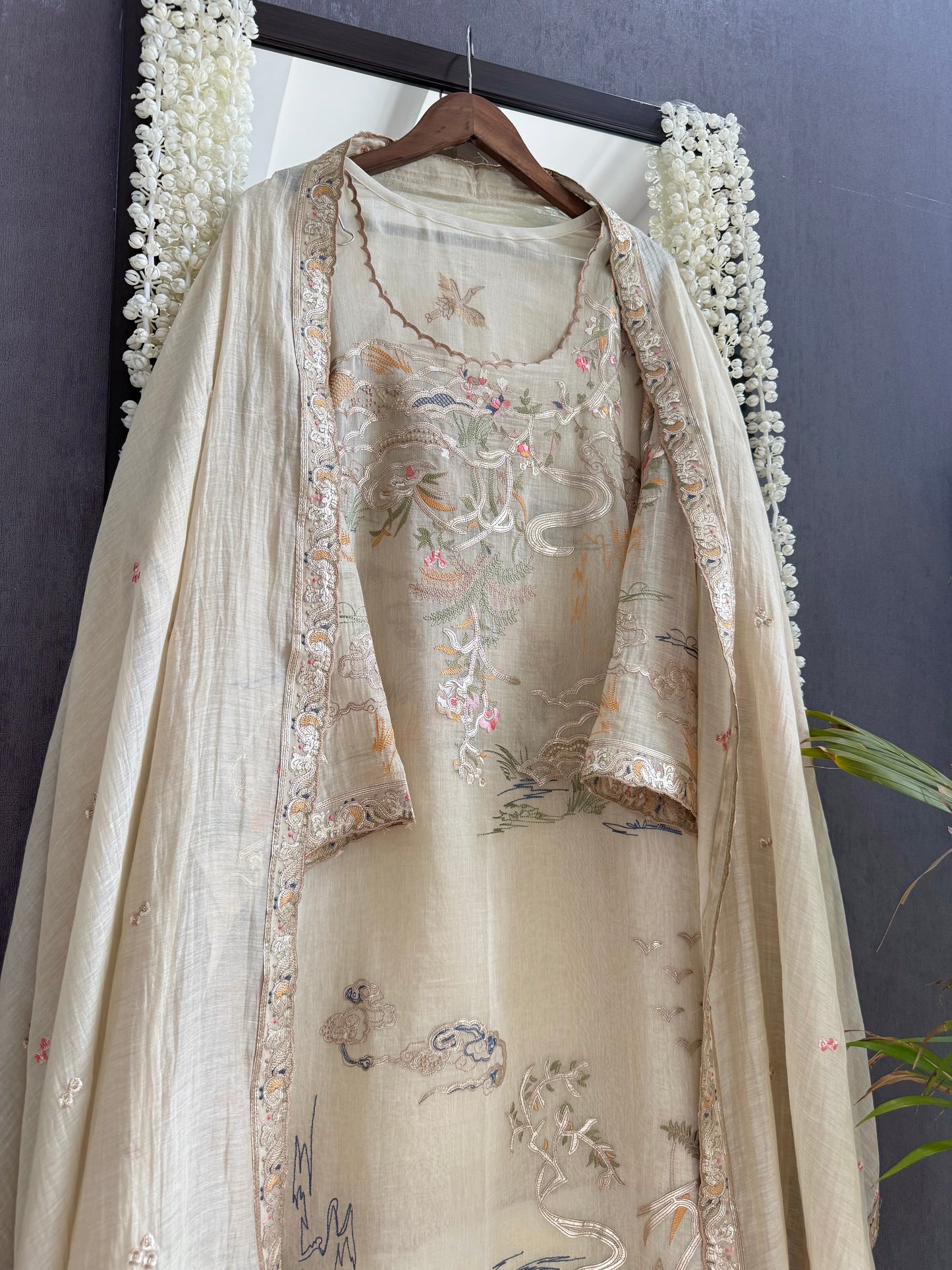 Luxurious Mul chanderi gota appliqué work suit
