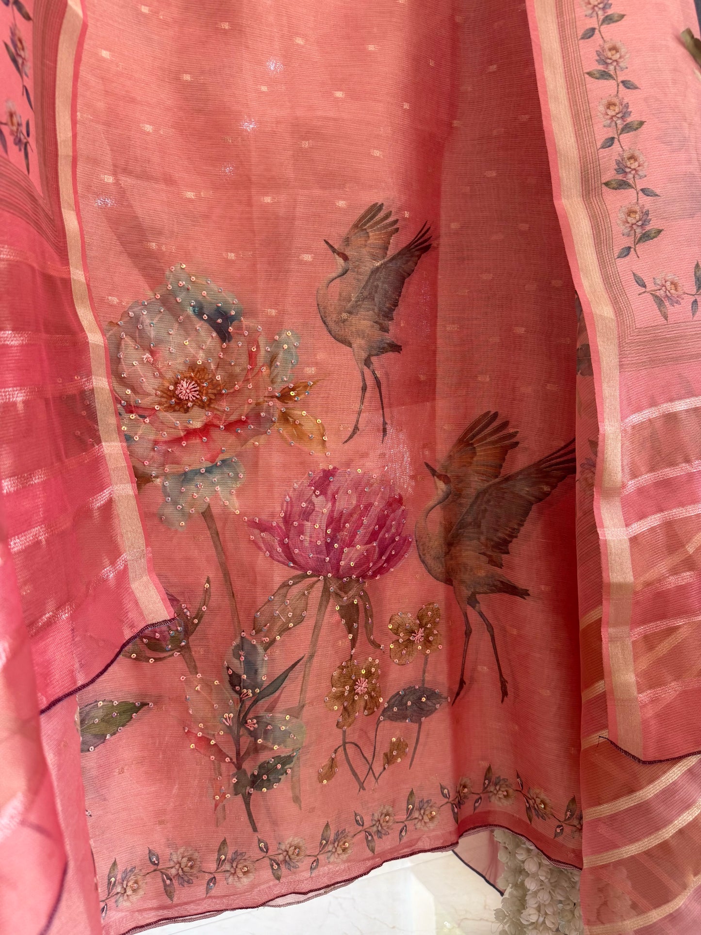 Tissue zari flamingos suit