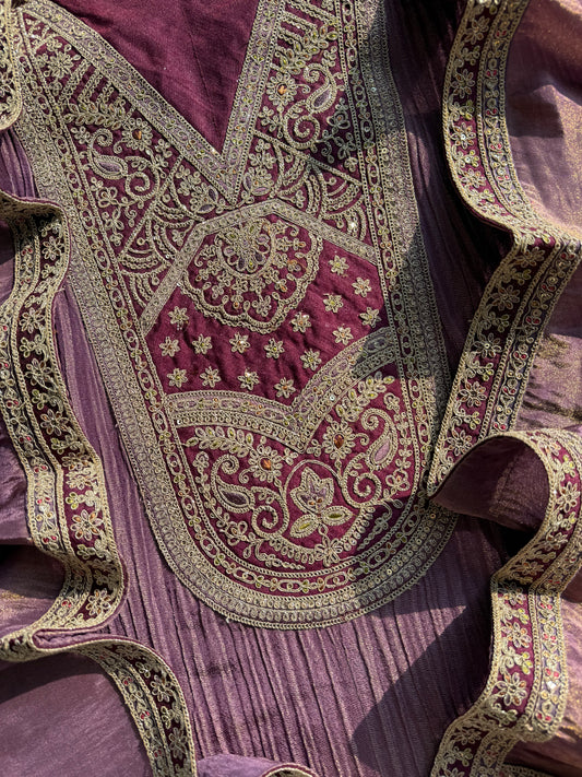 Crush tissue marori aari work suit