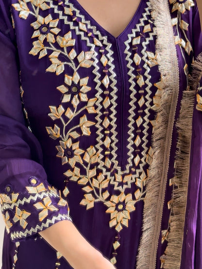 Pure chinon gotapatti anarkali set