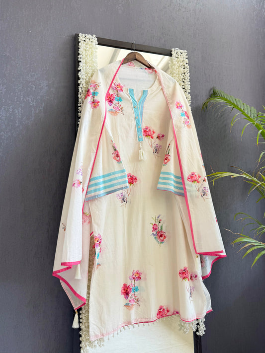 Mulmul cotton floral suit