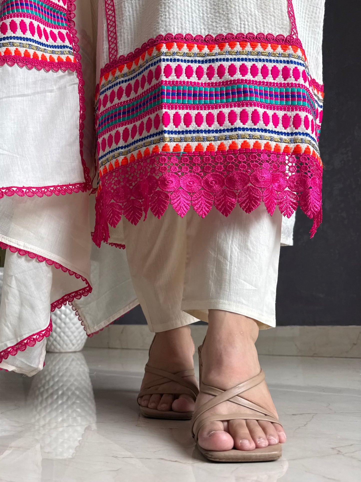 Pure cotton woven kurta set