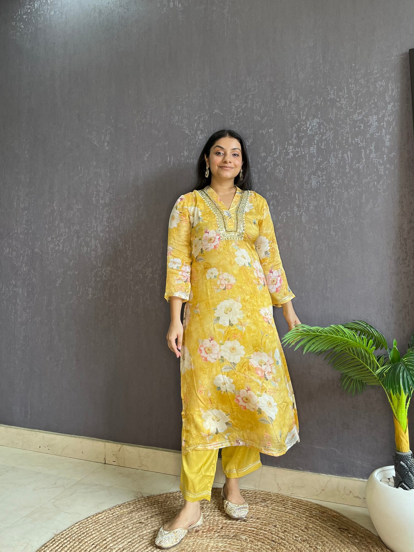 Chinon floral handwork Kurta sets