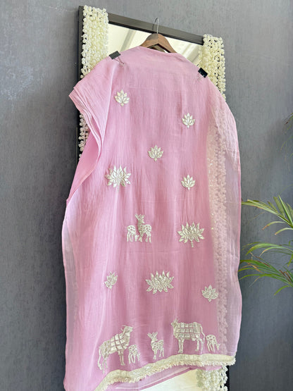 Luxurious Mul chanderi gota appliqué work suit