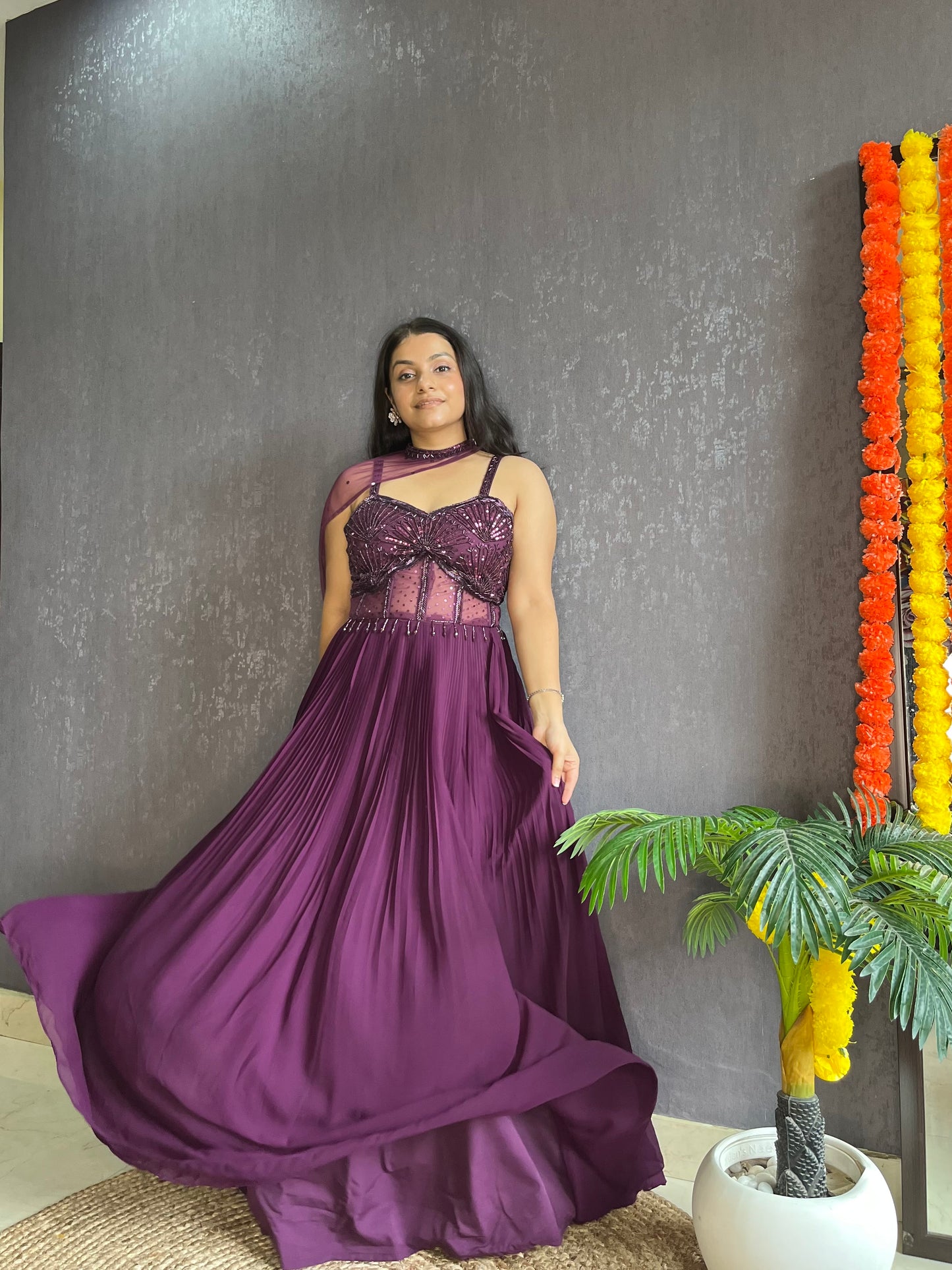 Anarkali Cape gown