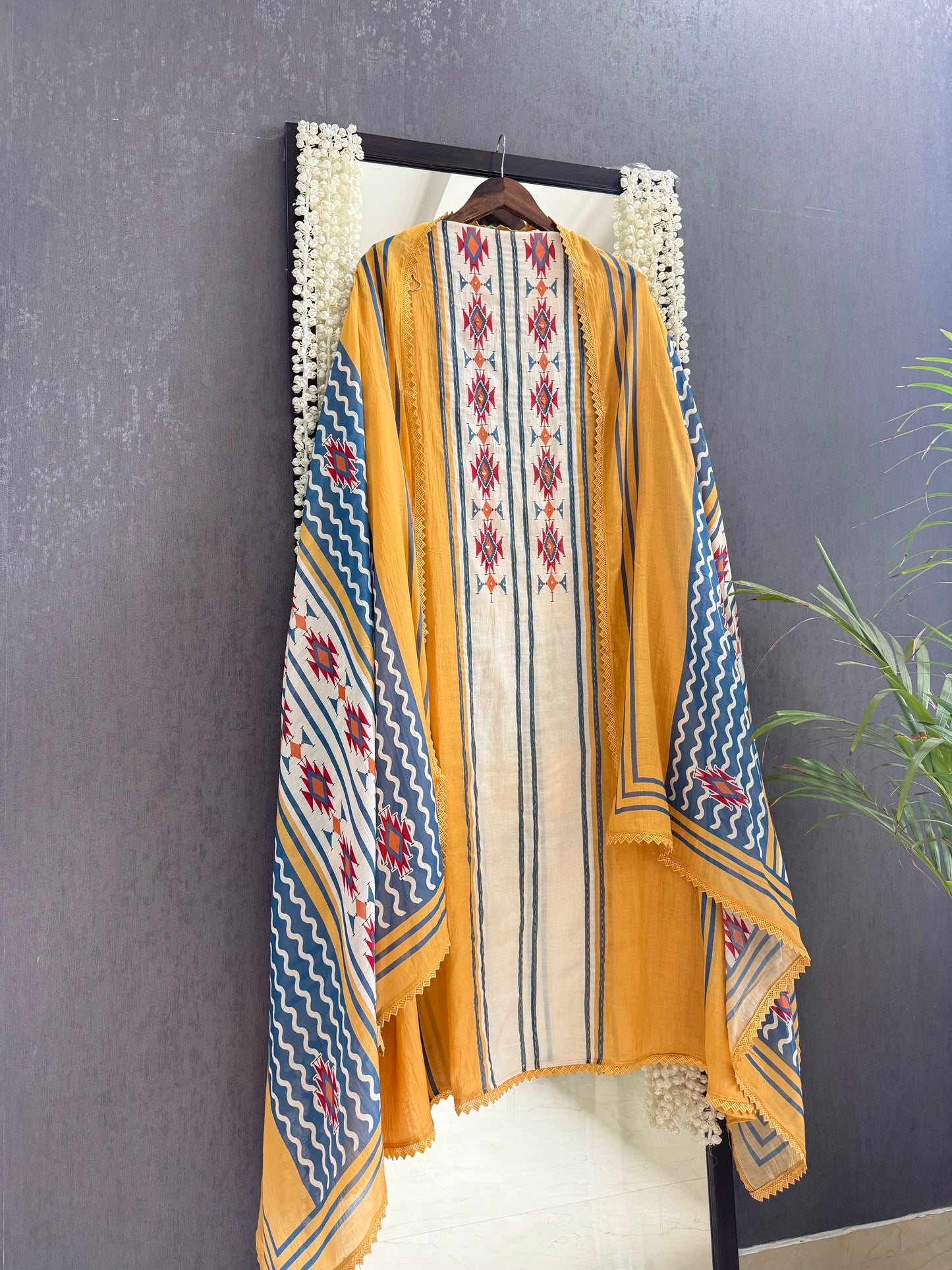 Mulmul cotton ikkat suit