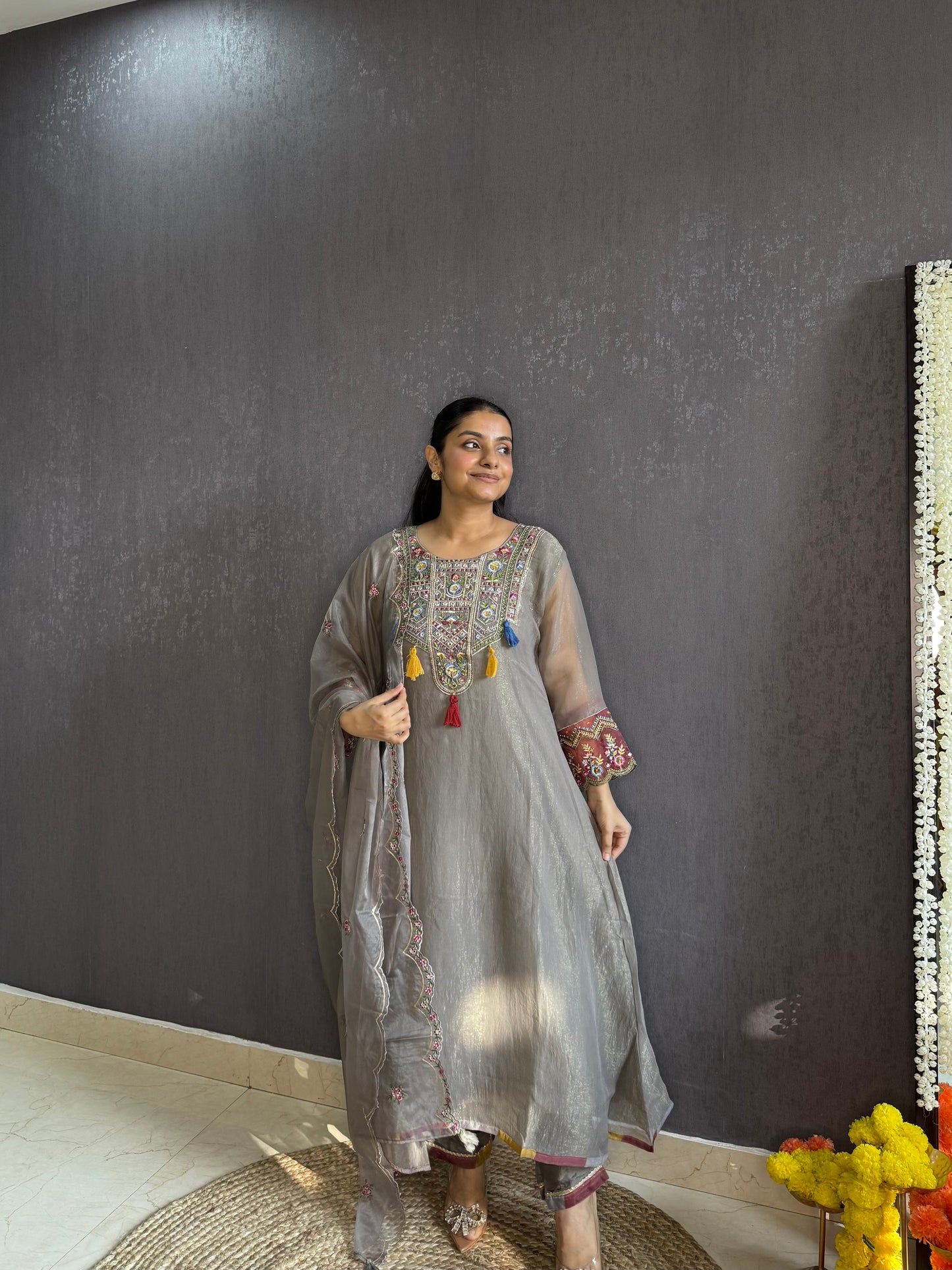 Tissue silk Handwork suit set