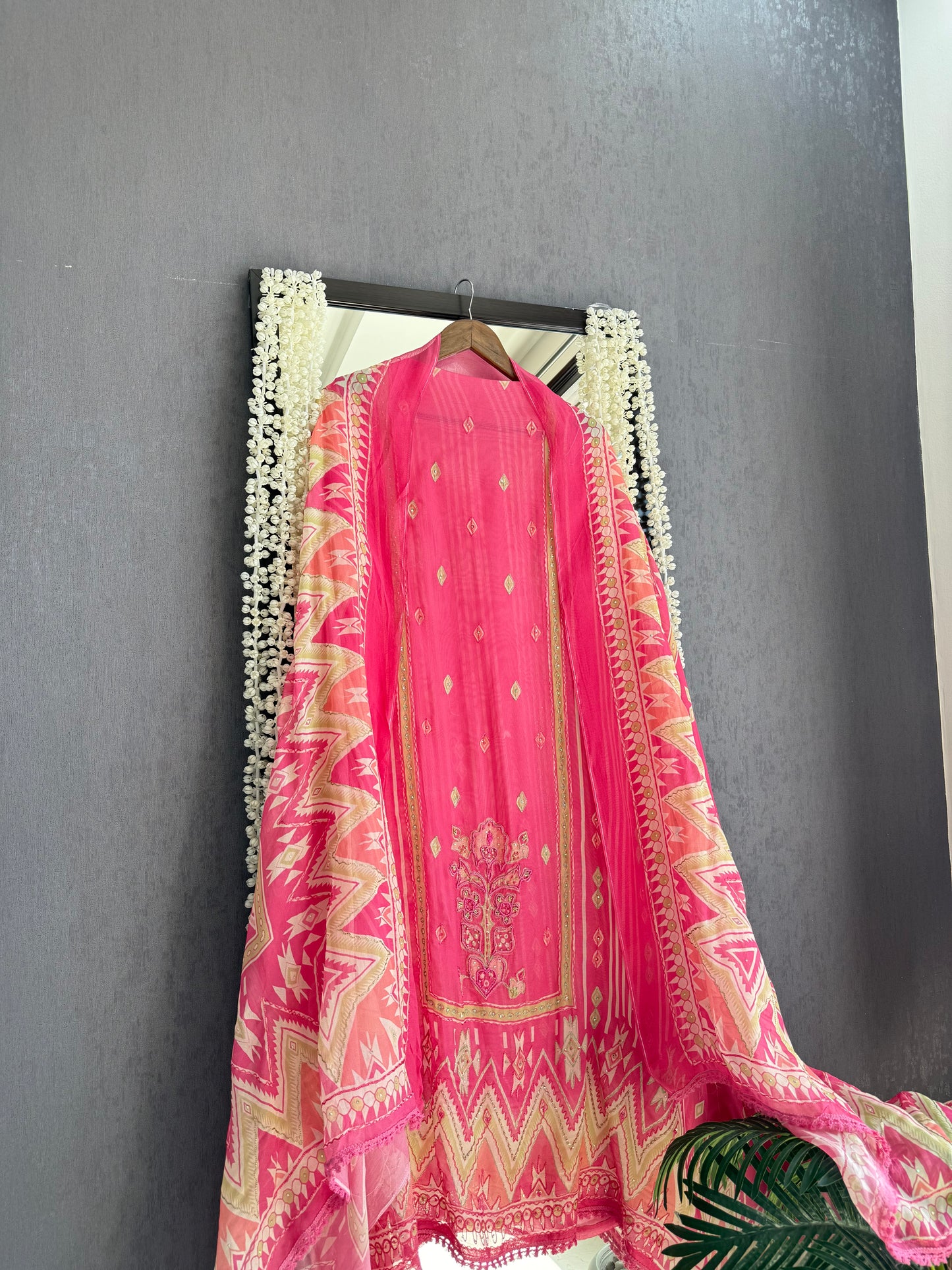 Premium Burberry silk ikkat handwork suit