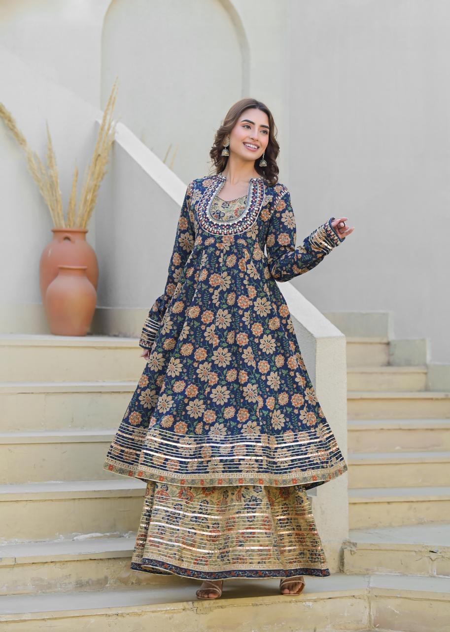 Pure cotton gota double Anarkali