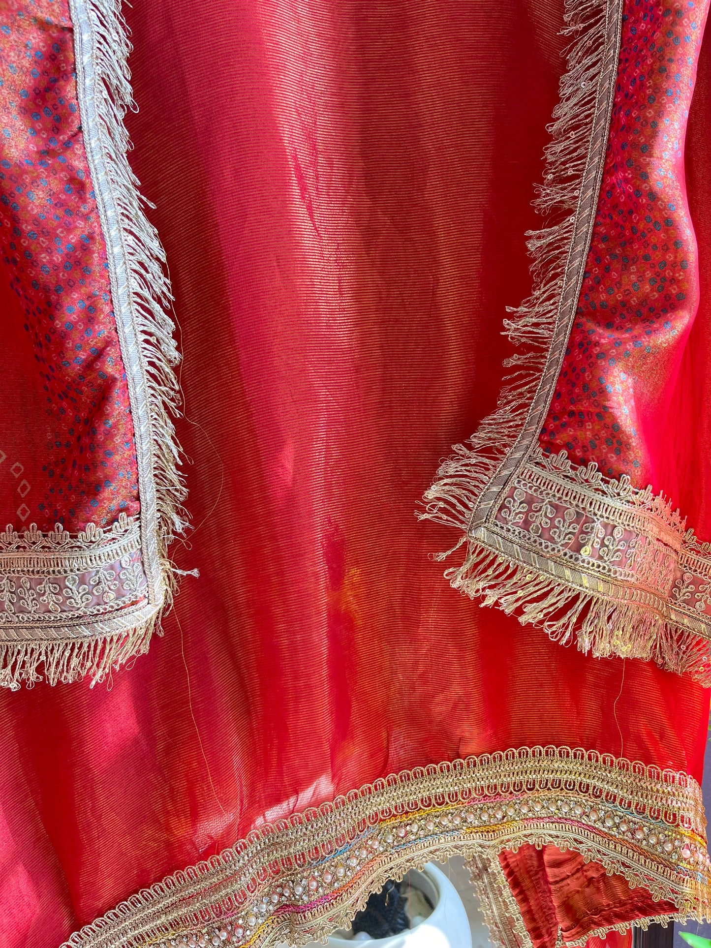 Luxurious zari woven tissue silk suit