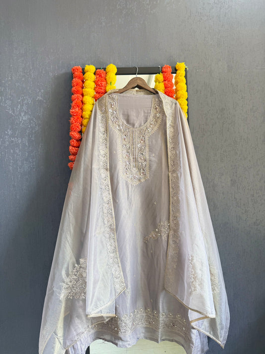 Premium tissue silk hand embroidered suit