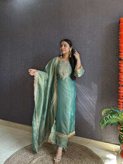 Tissue silk Handwork suit set