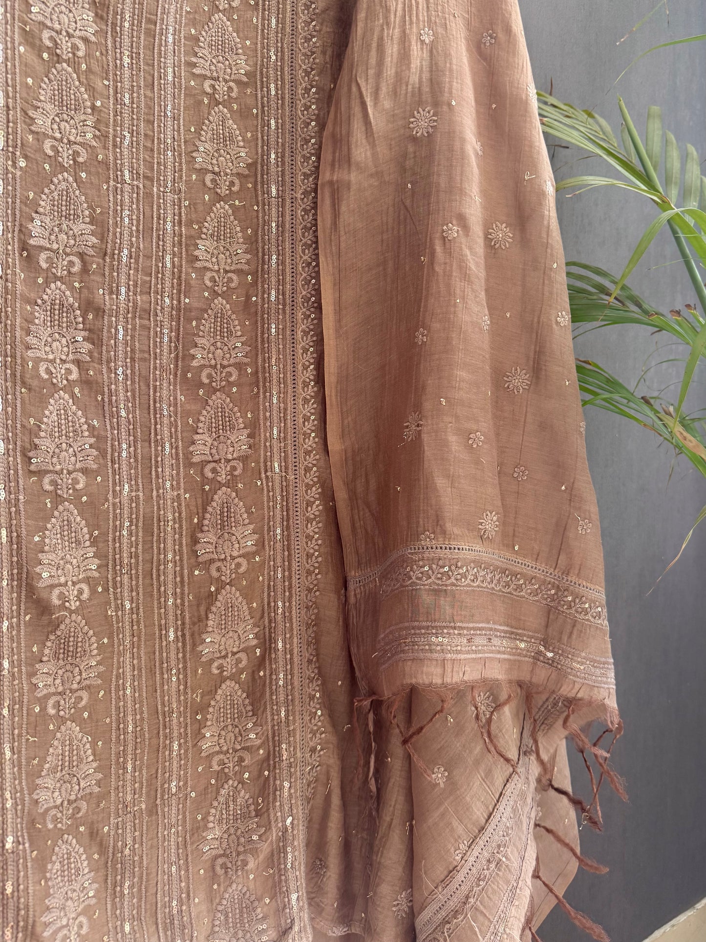 Luxurious Mul chanderi lucknowi handwork suit