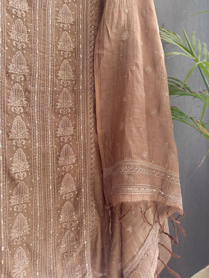 Luxurious Mul chanderi lucknowi handwork suit