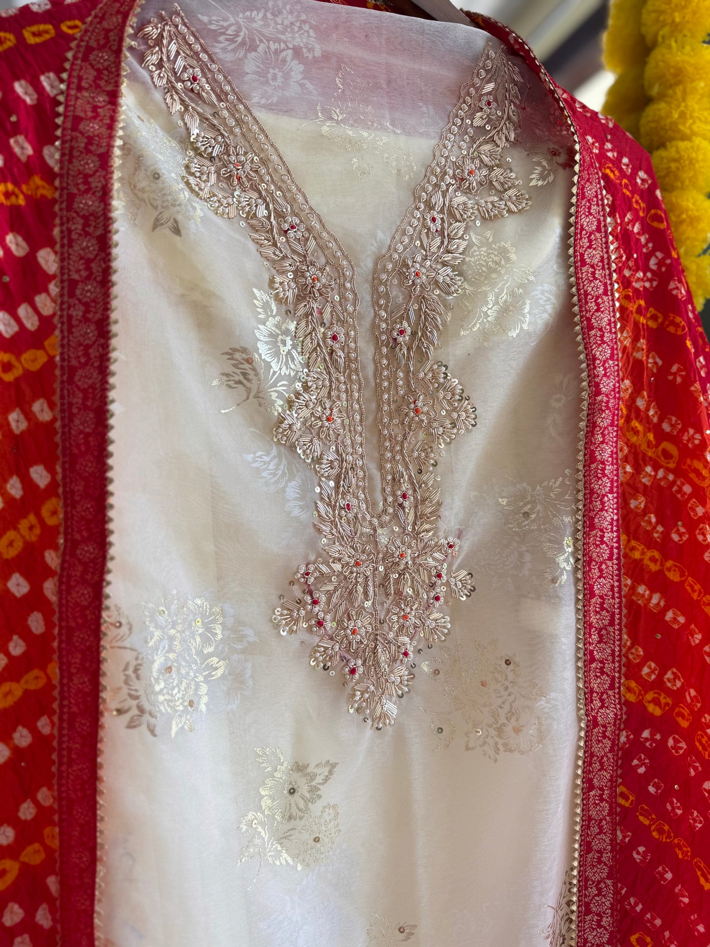 Zardozi bandhani suit