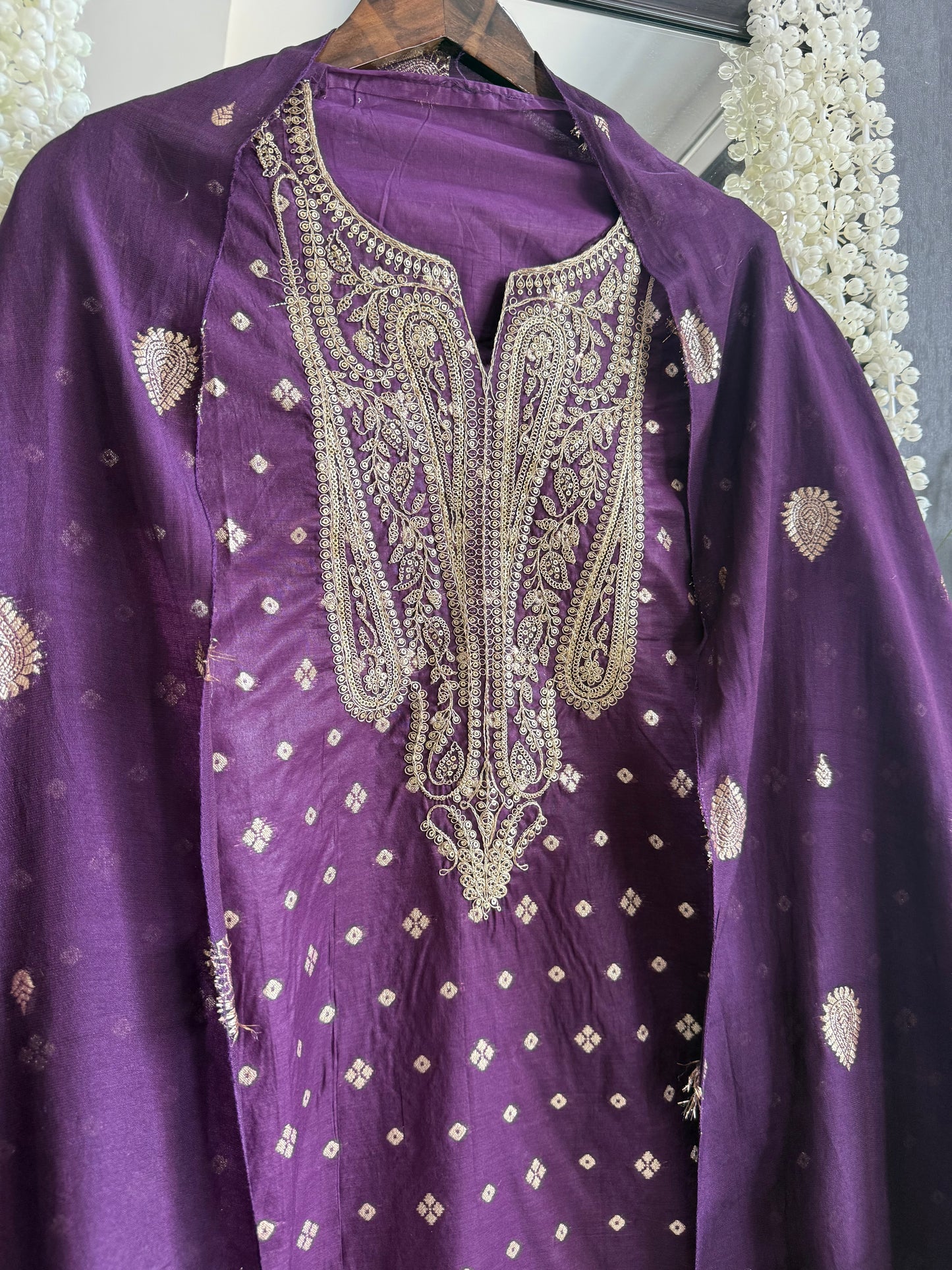 Semi Benarsi silk aari work suit