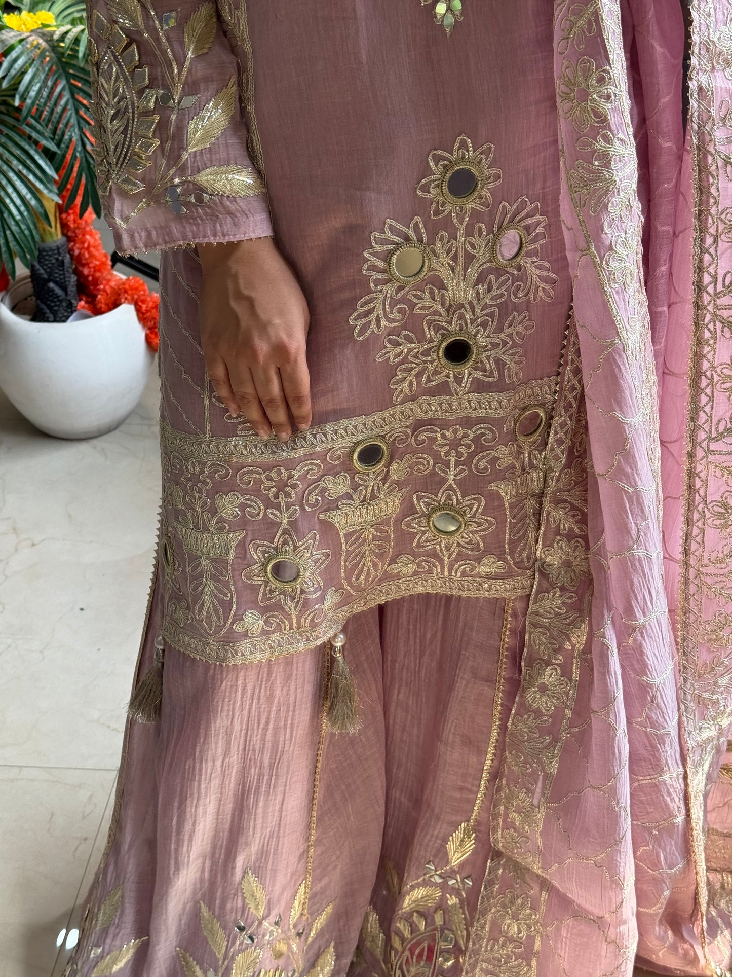 Luxurious mul cotton gotapatti sharara set