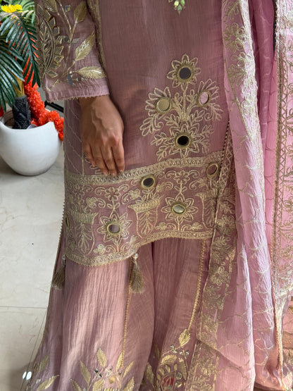 Luxurious mul cotton gotapatti sharara set