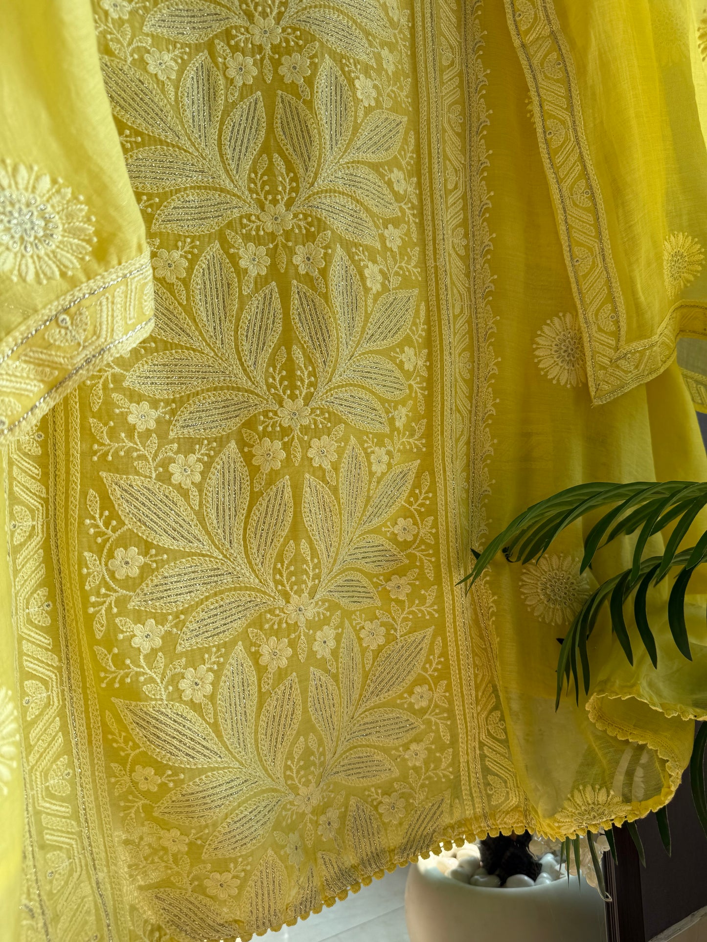 Luxurious Mul chanderi lucknowi handwork suit