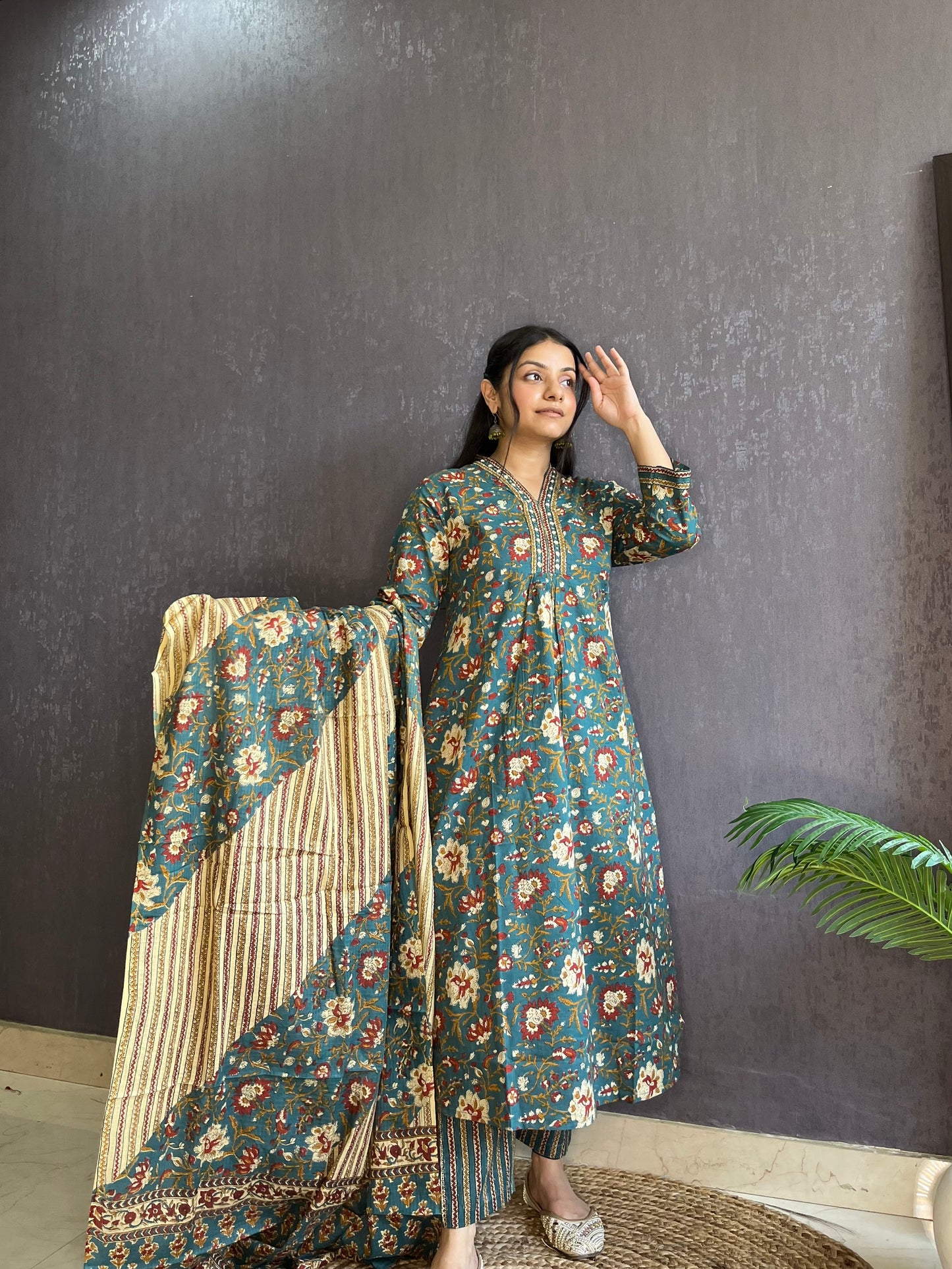 Mulmul cotton printed suit