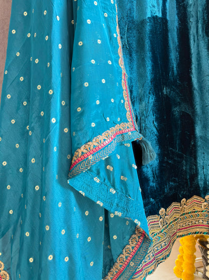 Velvet hand work suit