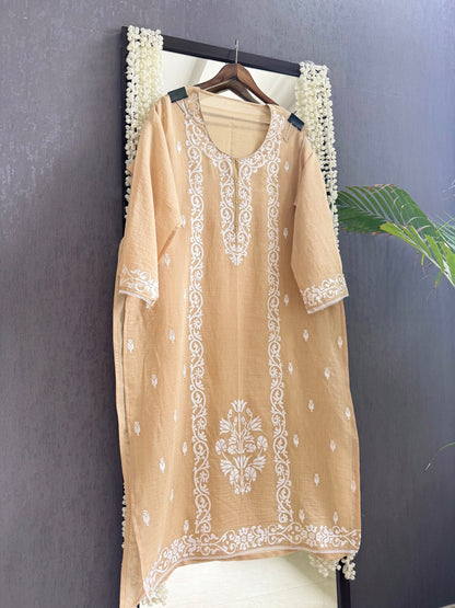 Luxurious Mul chanderi appliqué work suit