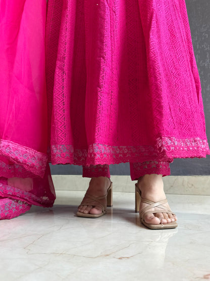 Pure cotton lace work Anarkali