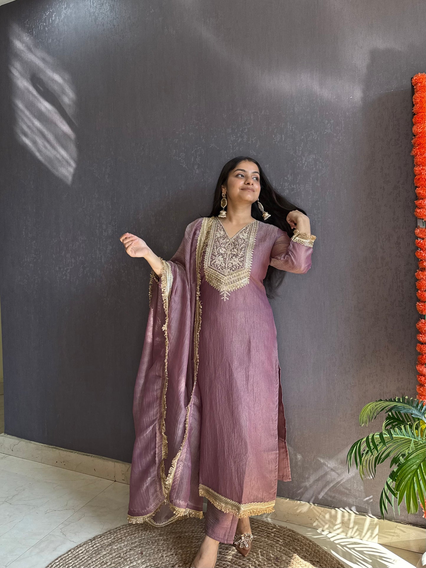 Tissue silk Handwork suit set