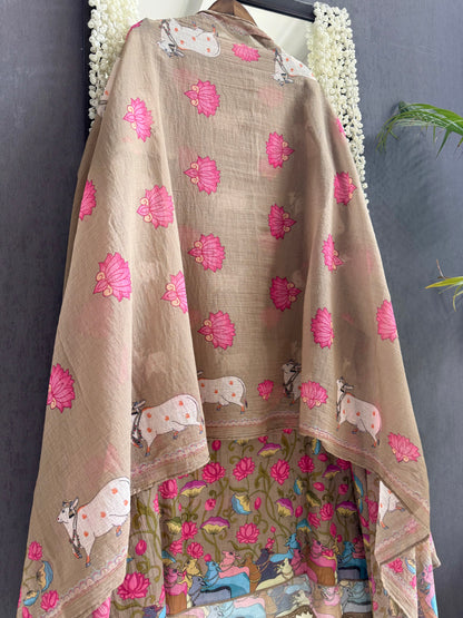 Mulmul cotton pichwai suit