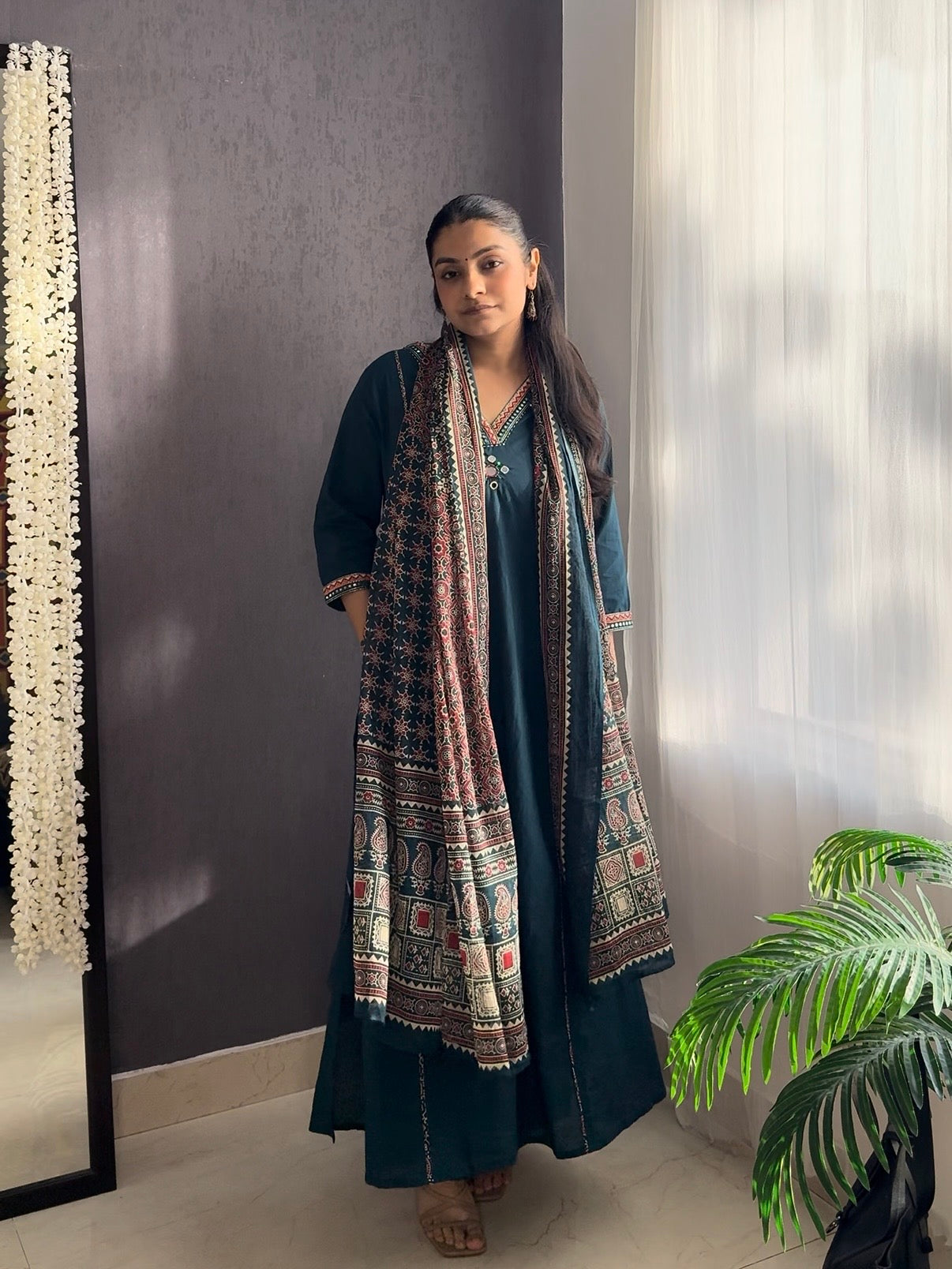 Pure cotton ajrakh A line suit set