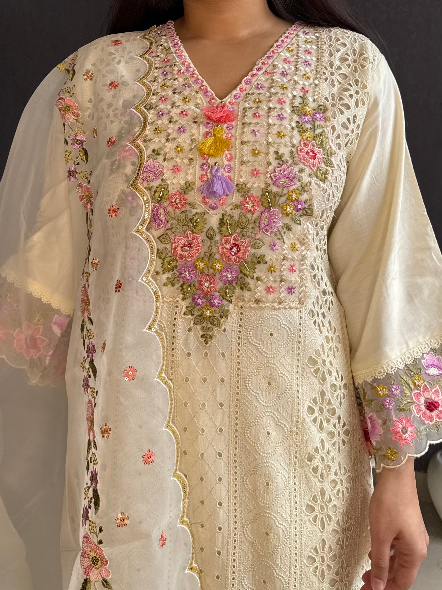 Pakistani schiffili designer suit