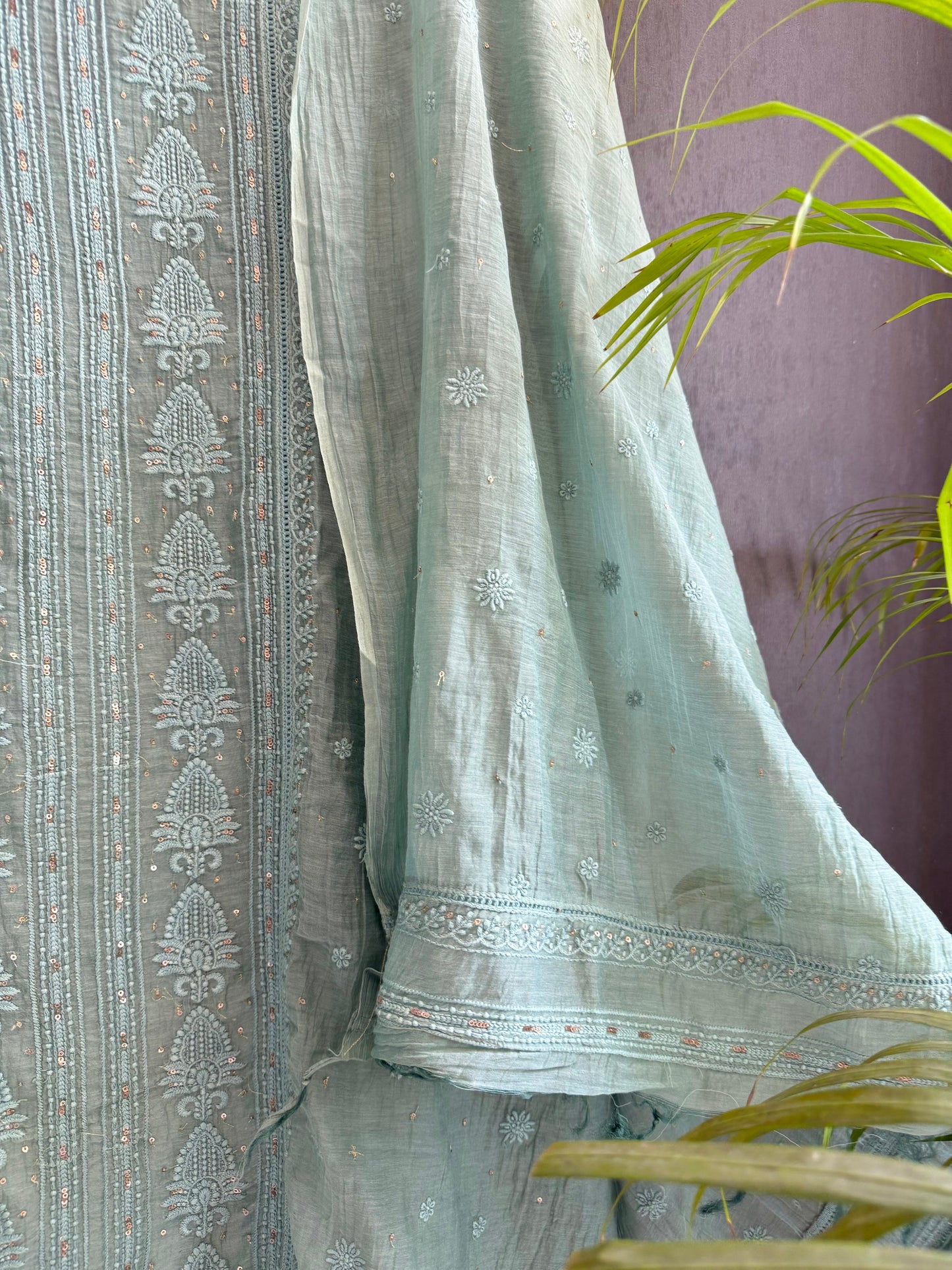 Luxurious Mul chanderi lucknowi handwork suit