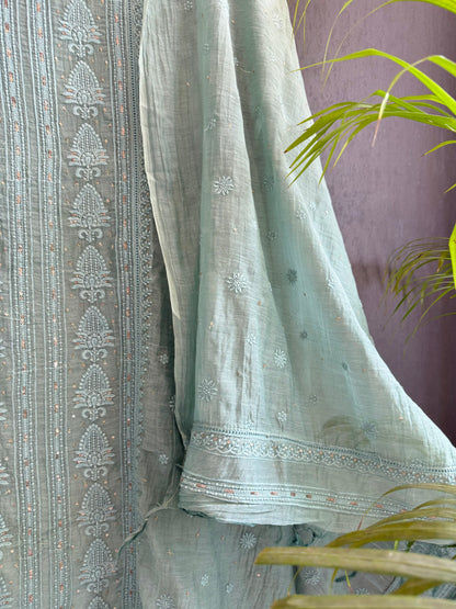 Luxurious Mul chanderi lucknowi handwork suit
