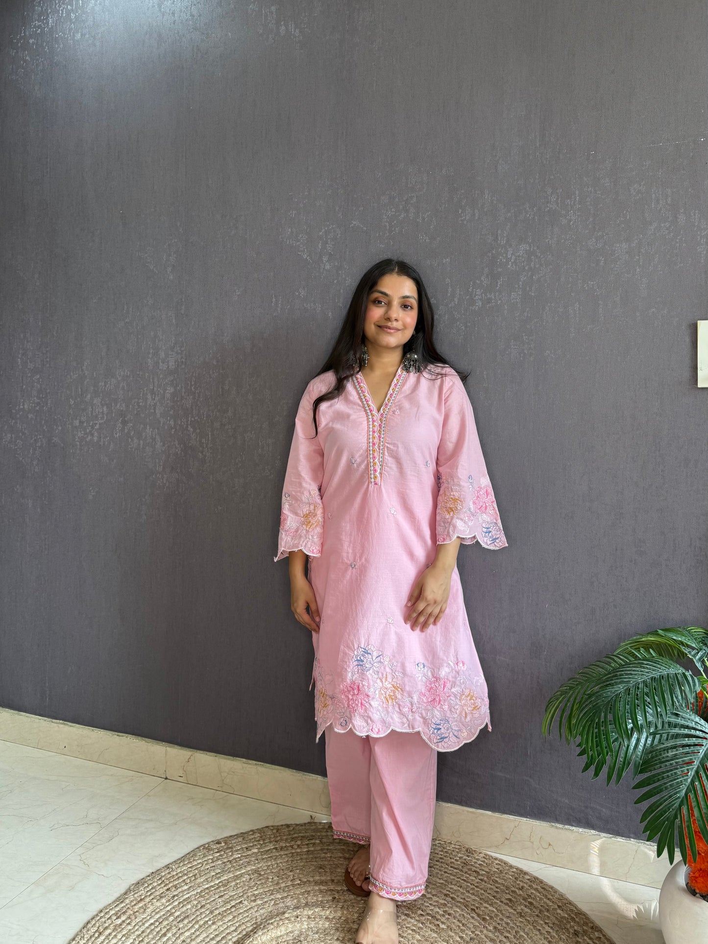 Premium cotton cutwork Coord set