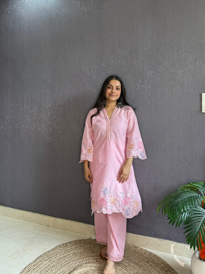 Premium cotton cutwork Coord set
