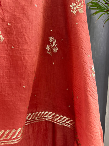 Luxurious Mul chanderi pitta work suit