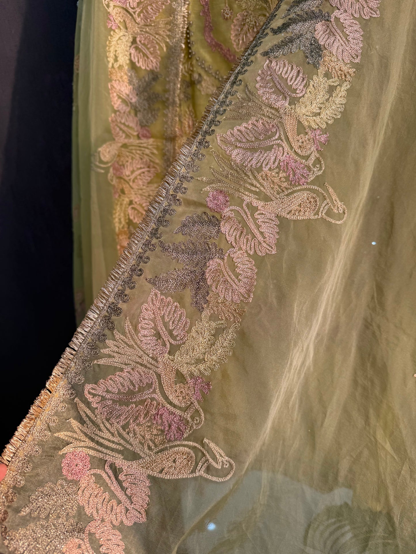 Premium tissue linen silk hand embroidered suit